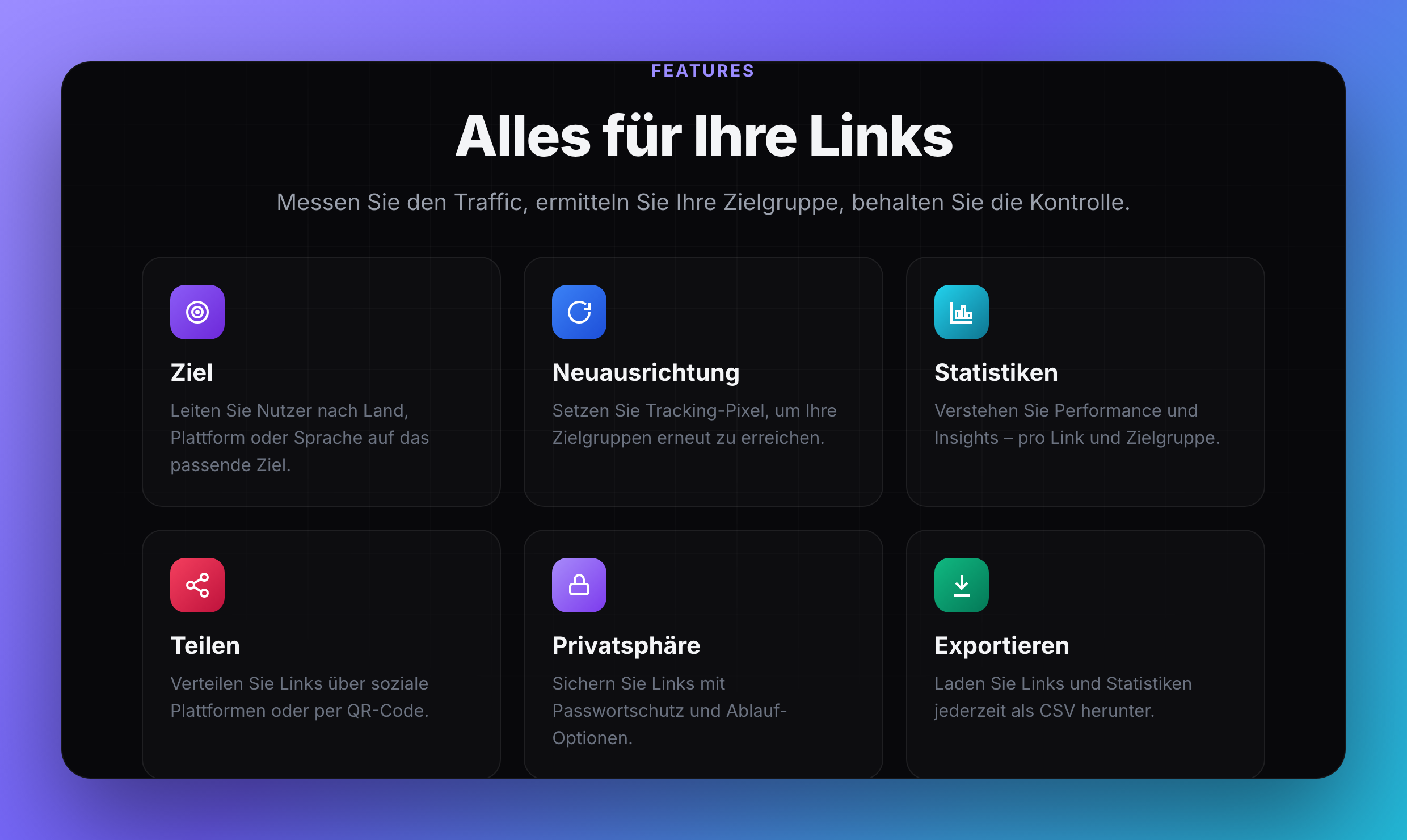jetzt.work Funktionen – Targeting, Retargeting, Statistiken, Export