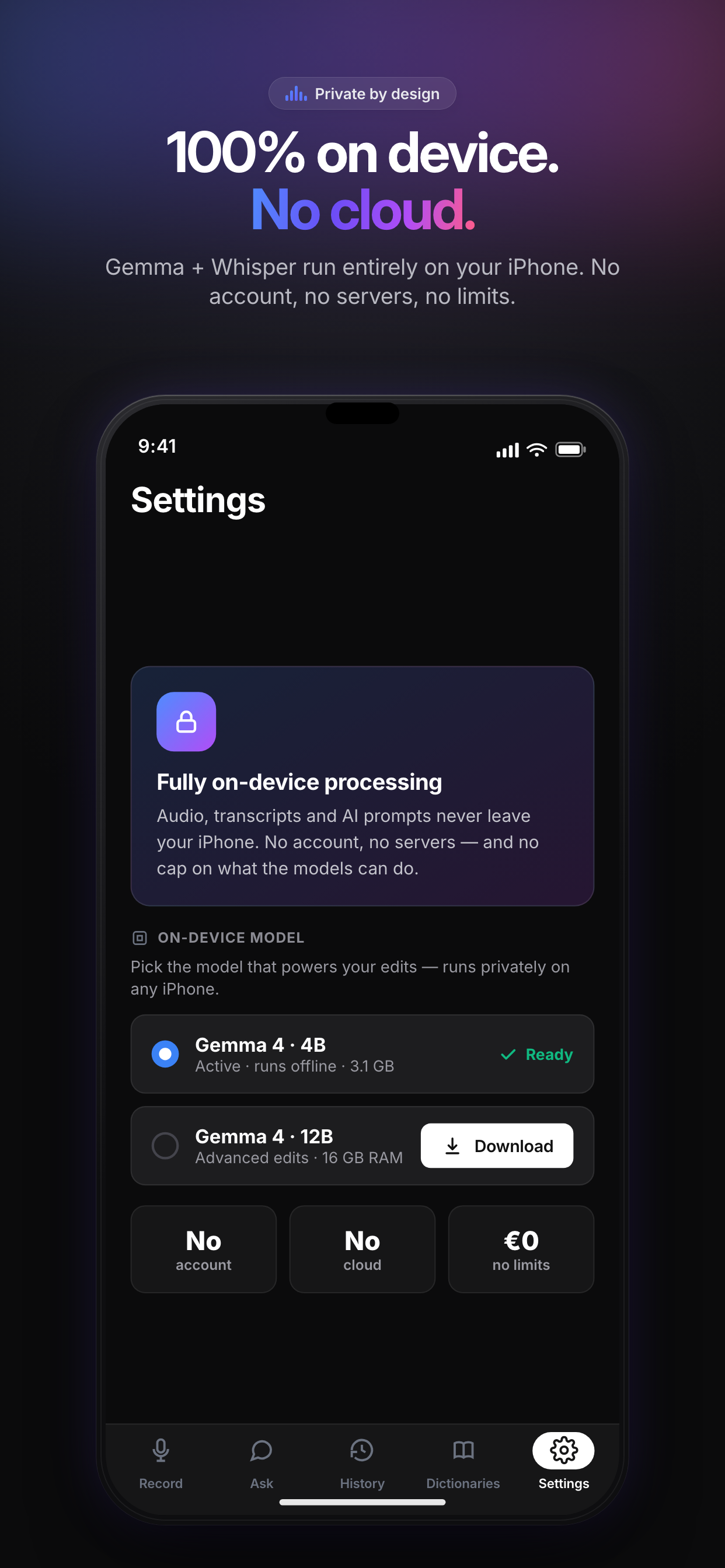 Super NotePilot iOS Datenschutz - alles bleibt auf dem Gerät