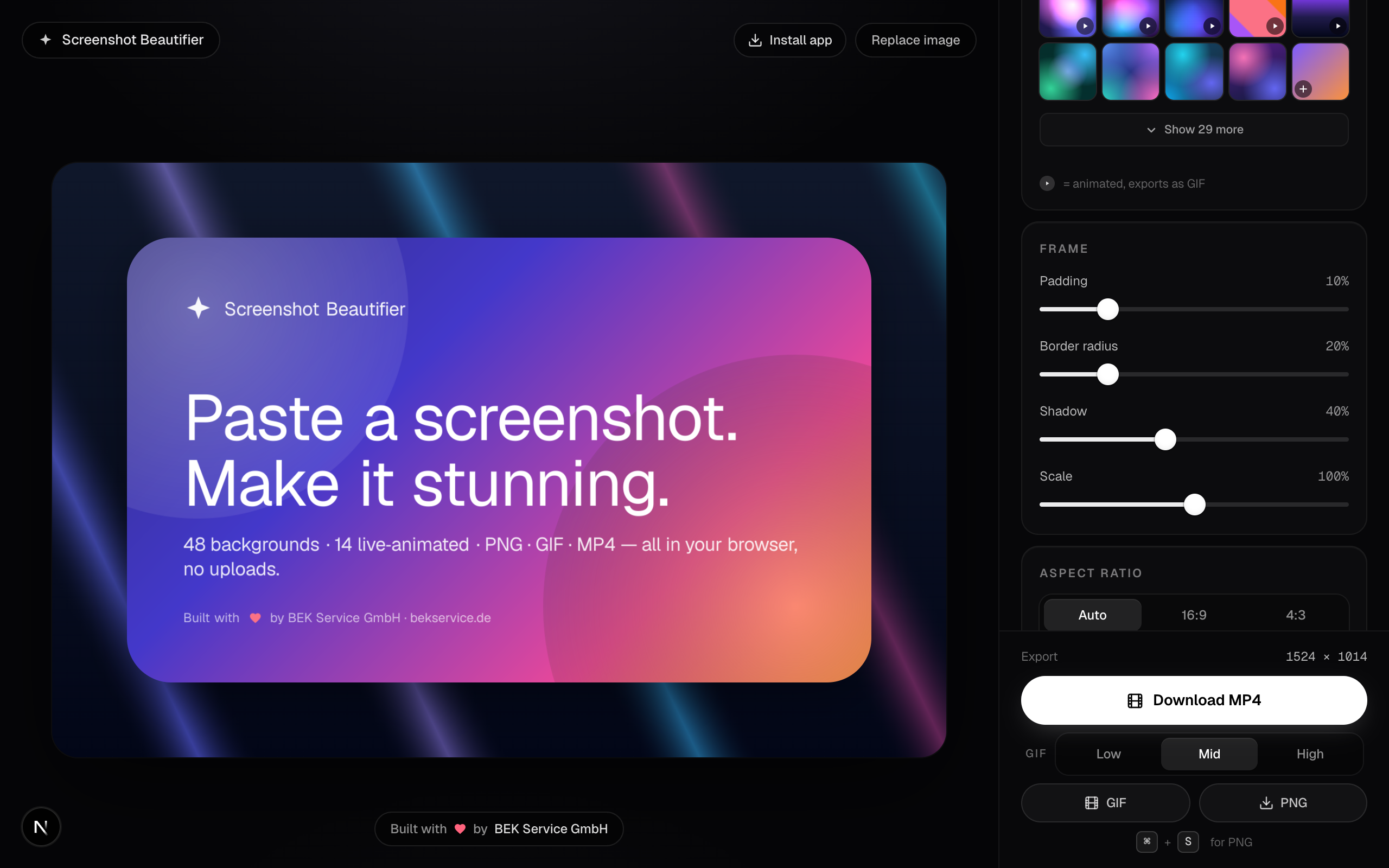 Beautifier Yesterday Screenshot Beautifier - Mac App für Design & Marketing | BEK Service