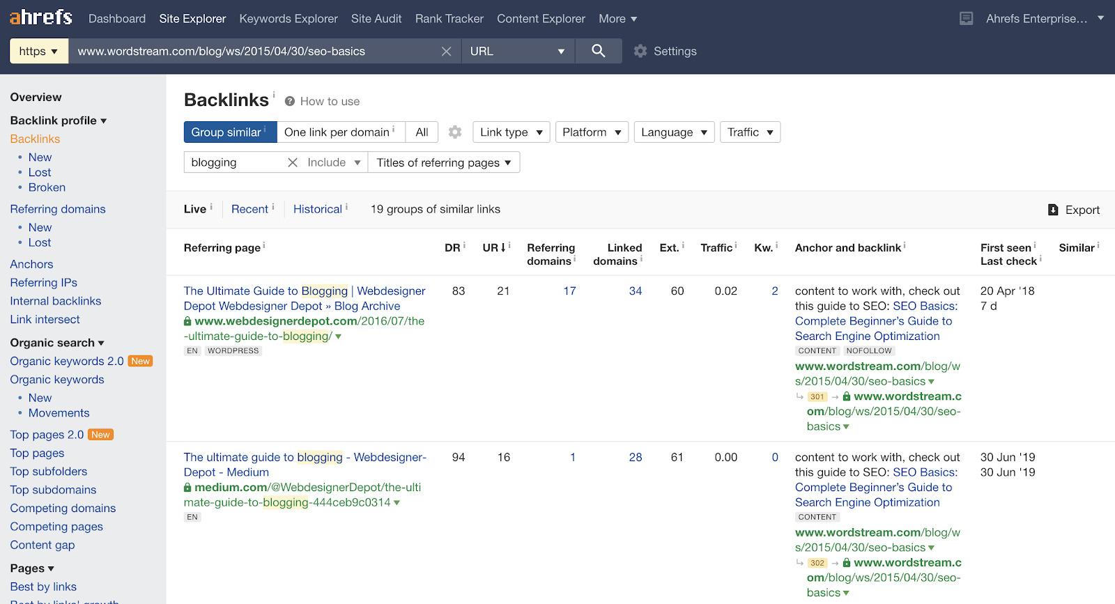 SEO-Grundlagen: Anleitung für Anfänger zum SEO-Erfolg 71 Backlinks bei Blogging-Ratgeber